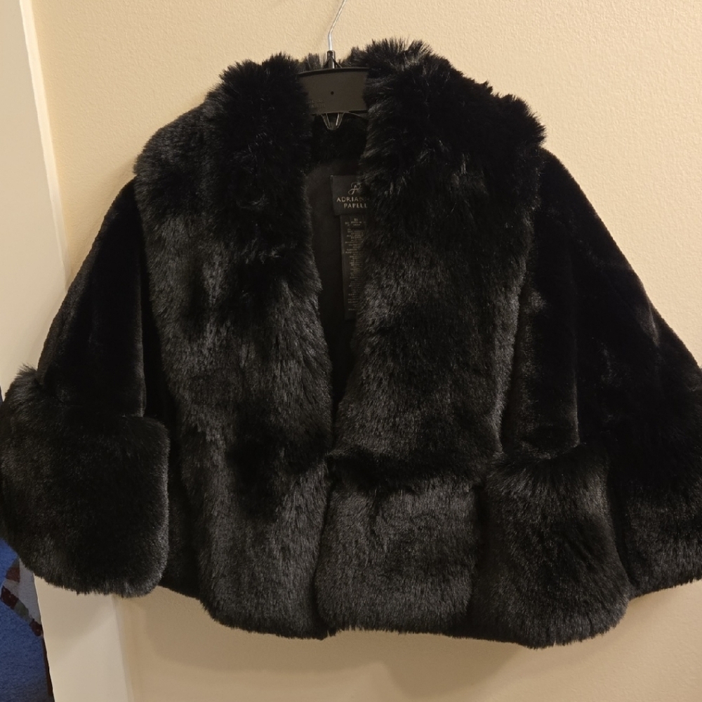 Adrianna Papell Black Teddy Jacket